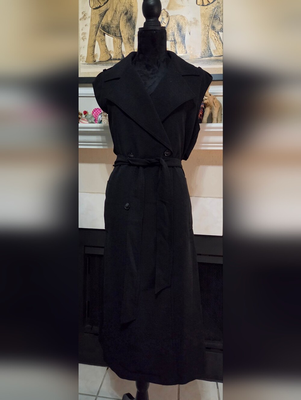 LOFT Versa Black Trench-Style Midi Dress